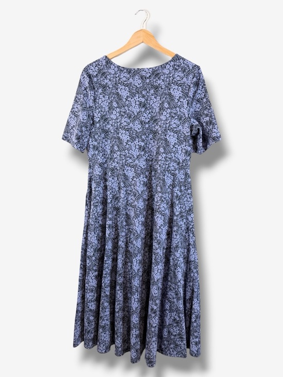 Pact Blue Floral Midi Dress XXL Scoop Neck Short Sleeve Fit & Flare Organic - Picture 7 of 7